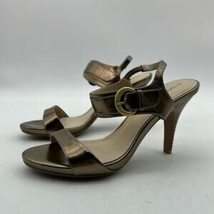 LIZ CLAIBORNE‎ Metallic Gold Open Toe Slingback High Heel Pump Shoes Size 6.5